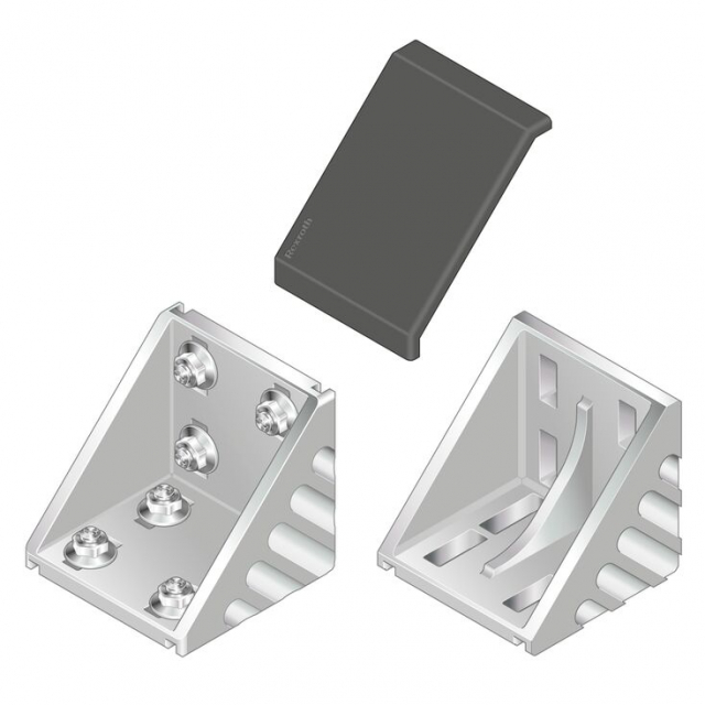 Täcklock vinkel grå 90x90