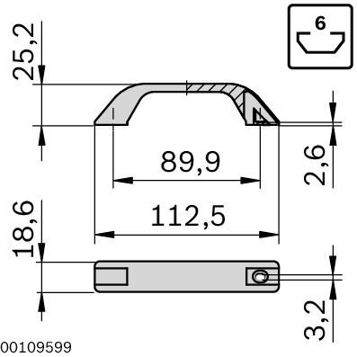 Handtag 112 grå NG6Grå